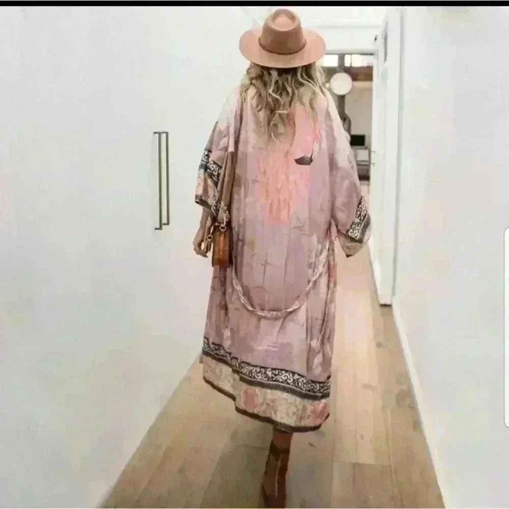 NEW VINTAGE BOHEMIAN ROBE KIMONO - Picture 6 of 11